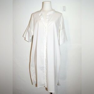 Standard James Perse White Button-Down Shirt Dress cotton/nylon mandarin collar